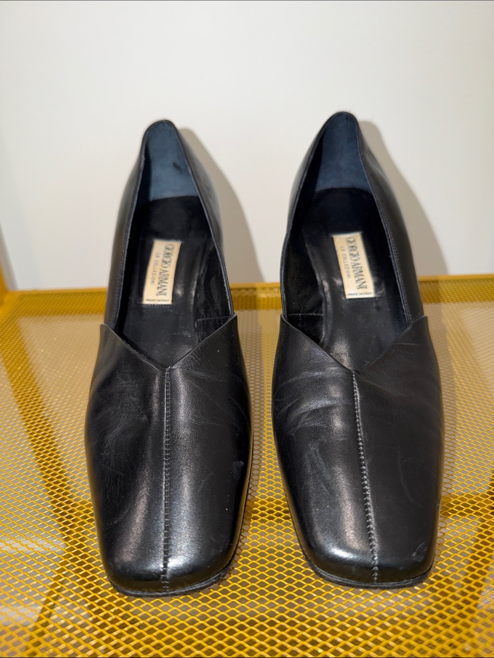 Giorgio Armani Black Leather Slip-On Loafers
